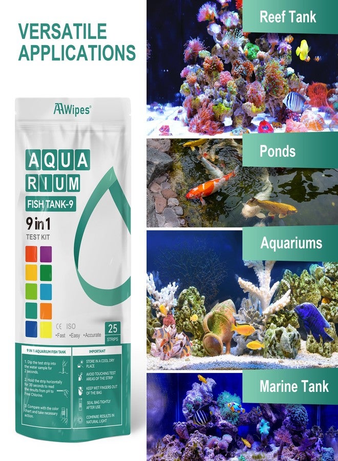 AAwipes Fish Tank Water Test Strips 9-in-1 |25 Strips | Freshwater & Saltwater Tanks Quick & Accurate Water Testing Test pH, Carbonate, Copper, Alkalinity, Hardness, Chlorine, Nitrate, Nitrite, etc - Image 5